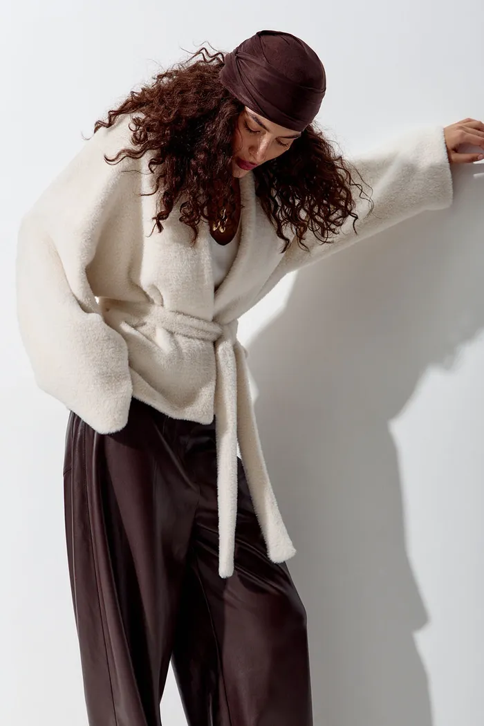 Кардиган из эко-меха “Cloud” кремового цвета