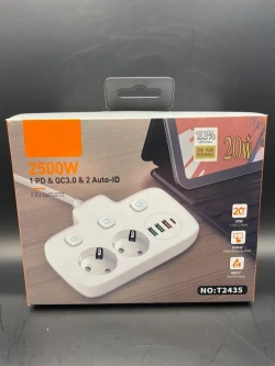Разветвитель электрический белый, 2 розетки 3 USB, 1 Type-C