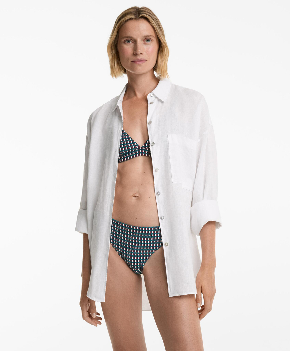 OYSHO Трёхцветный жаккардовый треугольный топ для бикини, зеленый