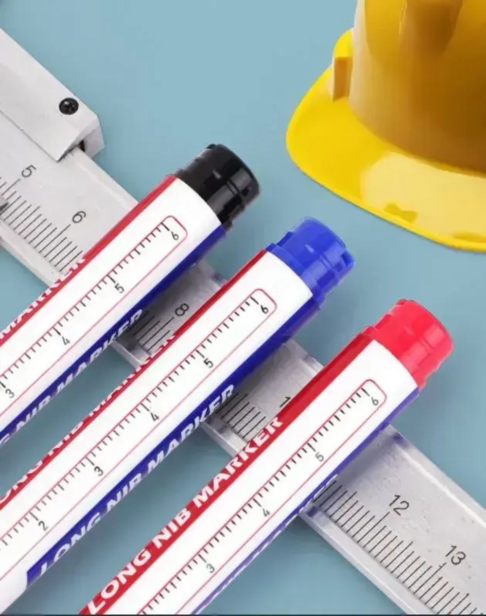 Маркер строительный тонкий разметочный с длинным наконечником 2 шт (черный, белый)