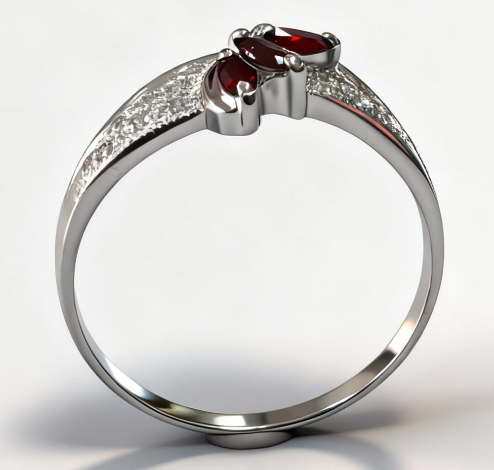 Ювелирное кольцо из серебра 925 пробы,вставка гранат натуральный,фианиты.Размер 19.5