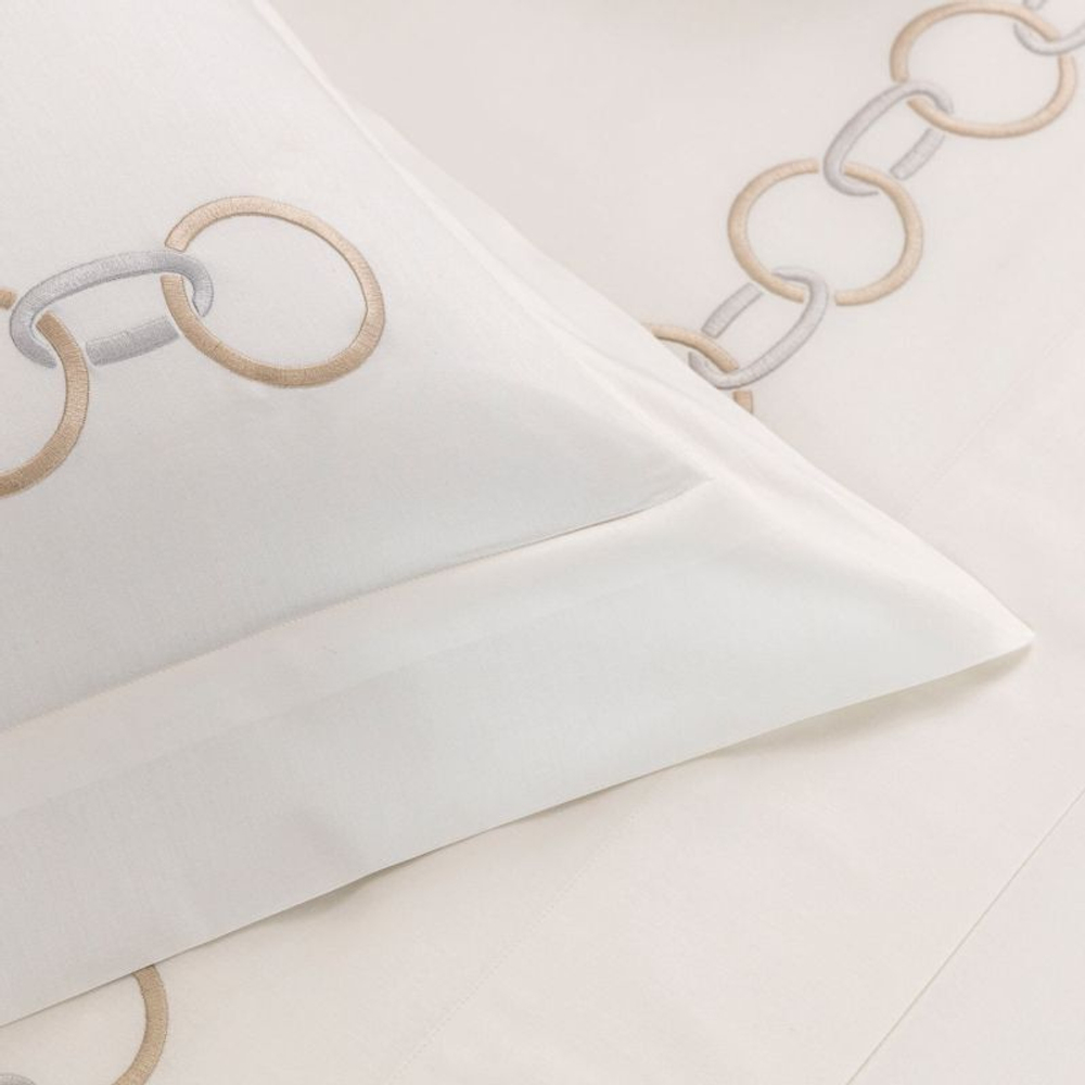 Постельное белье Frette Links Embroidery Savage Beige/Rock (240 x 220 см)