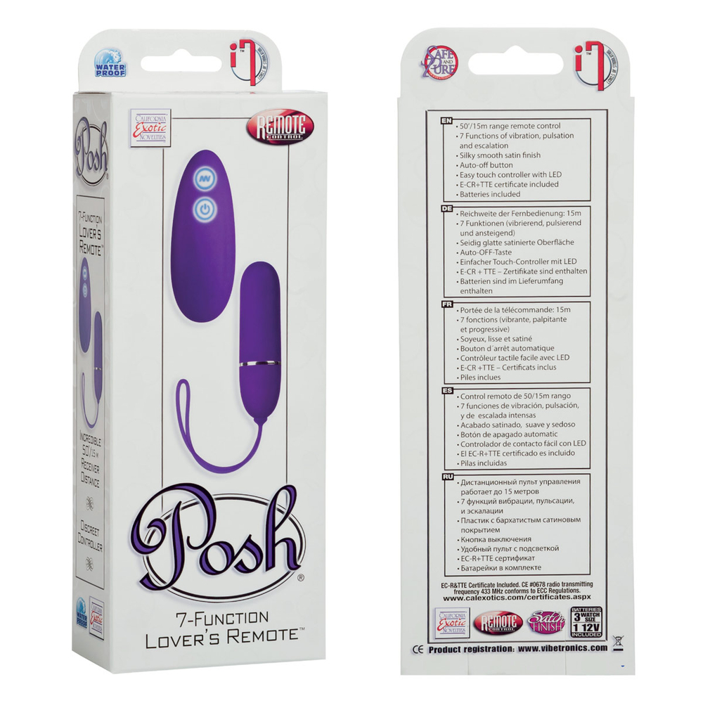 Фиолетовая вибропуля Posh 7-Function Lovers Remotes