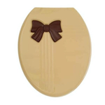 Крышка унитаза "КОМФОРТ ЛЮКС", бежевый /темно-коричн бант РП-811