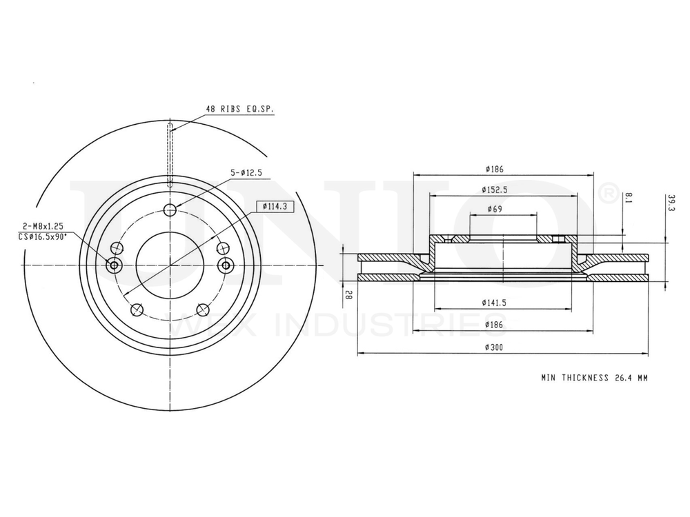 Диск тормозной передний UNIO BRD-20137