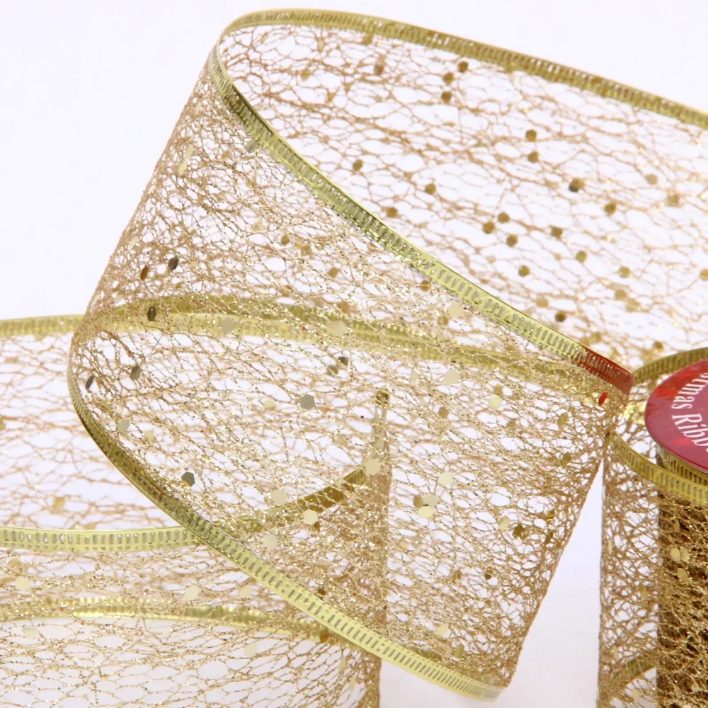 Лента для декорирования «Волшебные искры» 6,3 см, 2,7 м, Золото