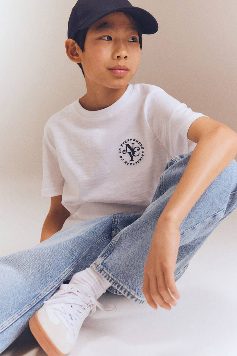 H&M Футболка с принтом и надписью, белый