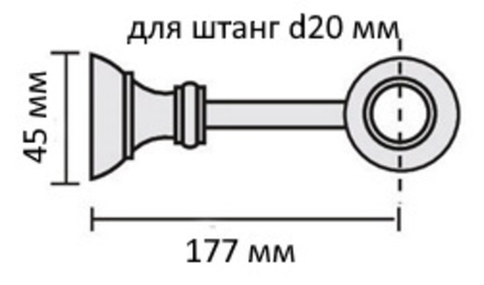 Кронштейн деревянный однорядный для штанг d20, 28, 35 мм, цвет беленый дуб