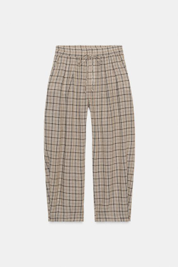 ZARA БРЮКИ В КЛЕТКУ — ZW COLLECTION, БЕЖЕВЫЙ