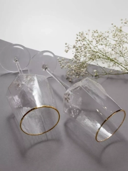 Набор бокалов для вина 2 шт, 440 мл, с золотой каймой