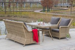 "Гляссе" обеденная группа из искусственного ротанга, цвет соломенный
