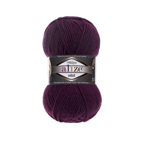Пряжа Alize (Ализе) Superlana Midi / уп.5 мот. по 100 г, 170м, 111 сливовый A