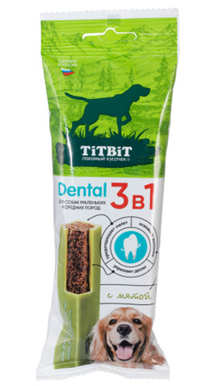 TITBIT профилактическое лакомство DENTAL 3в1 с мятой для собак мелких и средних пород - 110 гр
