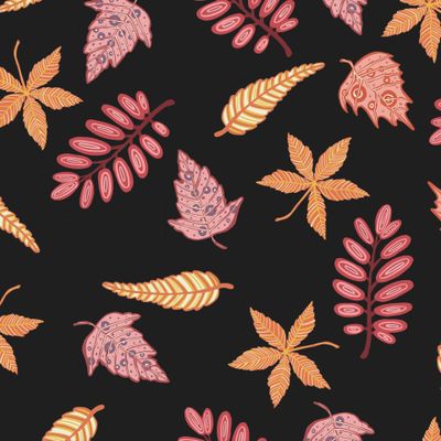 Autumn leaves pattern, seamless background and illustration
