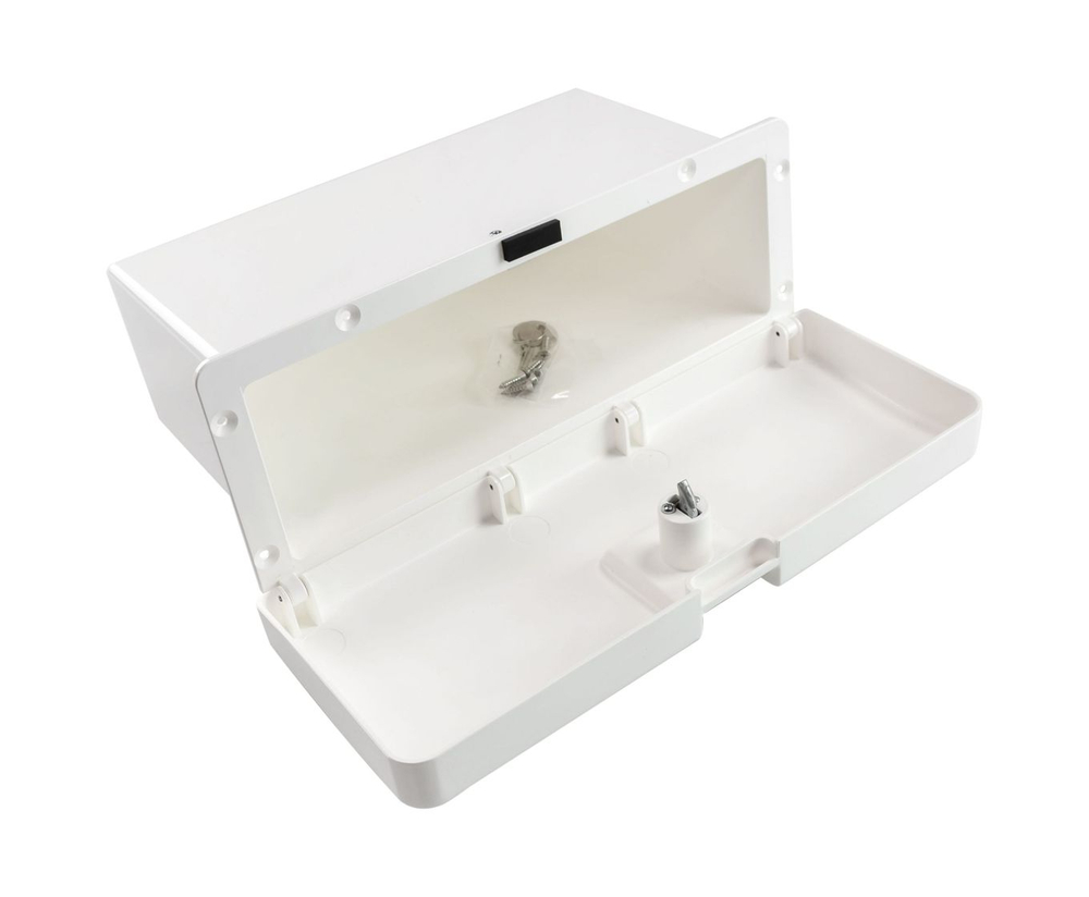 Ящик для мелочей врезной, с замком, белый