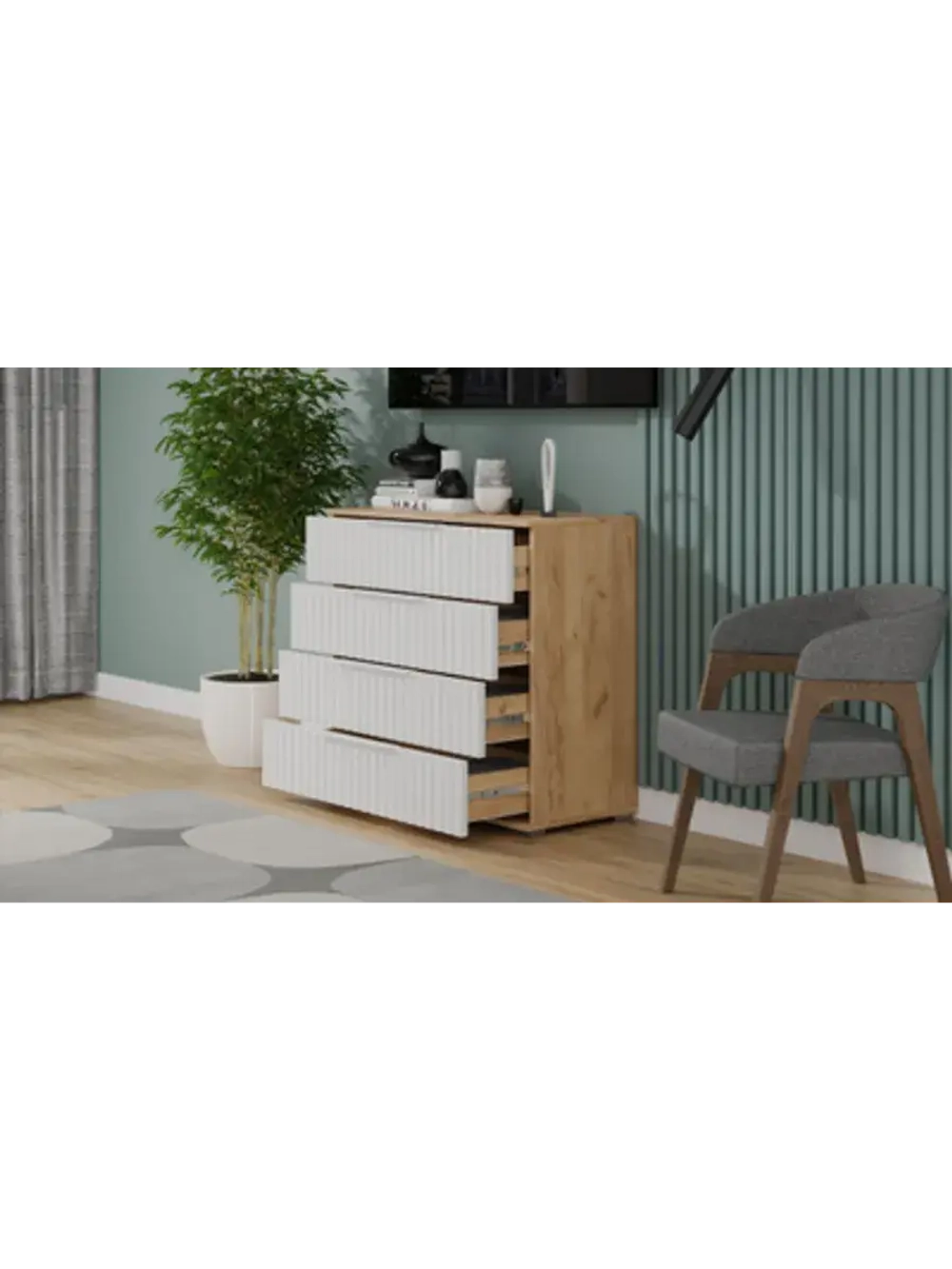 Комод для одежды Белый матовый 4 ящика 92х41х84 см