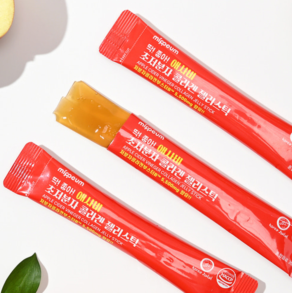MIPPEUM Innobiz Apple Cider Collagen Jelly Stick - Морской коллаген в виде желе-стика с яблочным уксусом (20 граммов, 15 стиков)