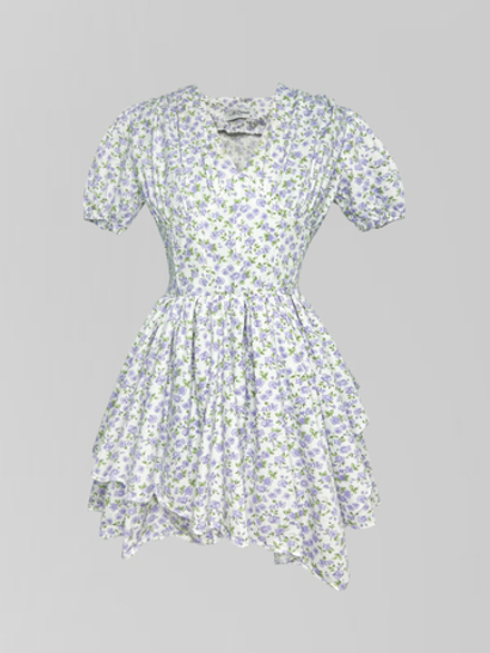 Платье AiZmode 11 короткое в цветок со шнуровкой на спине и пышной юбкой