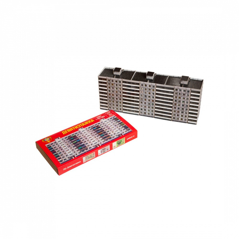 Макет дома "Девятиэтажка 1-464 Д83" Сборная модель из картона.