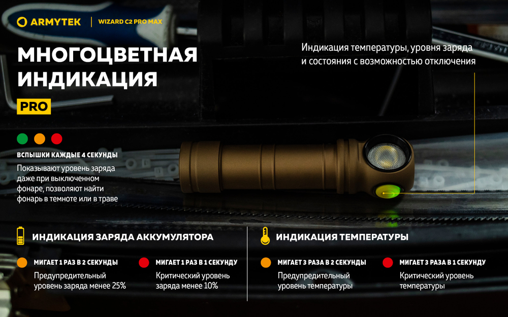 Фонарь Armytek Wizard C2 Pro Max Sand