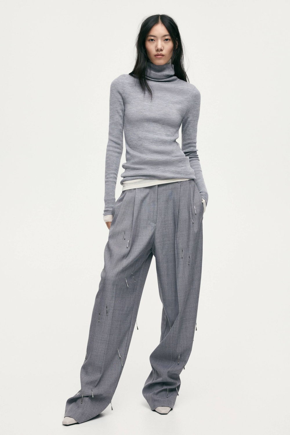 H&M Водолазка из мериносовой шерсти, серый