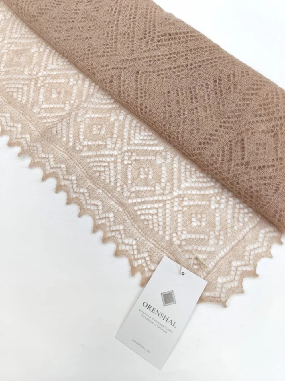 Оренбургский пуховый палантин А14060-29 бежевый