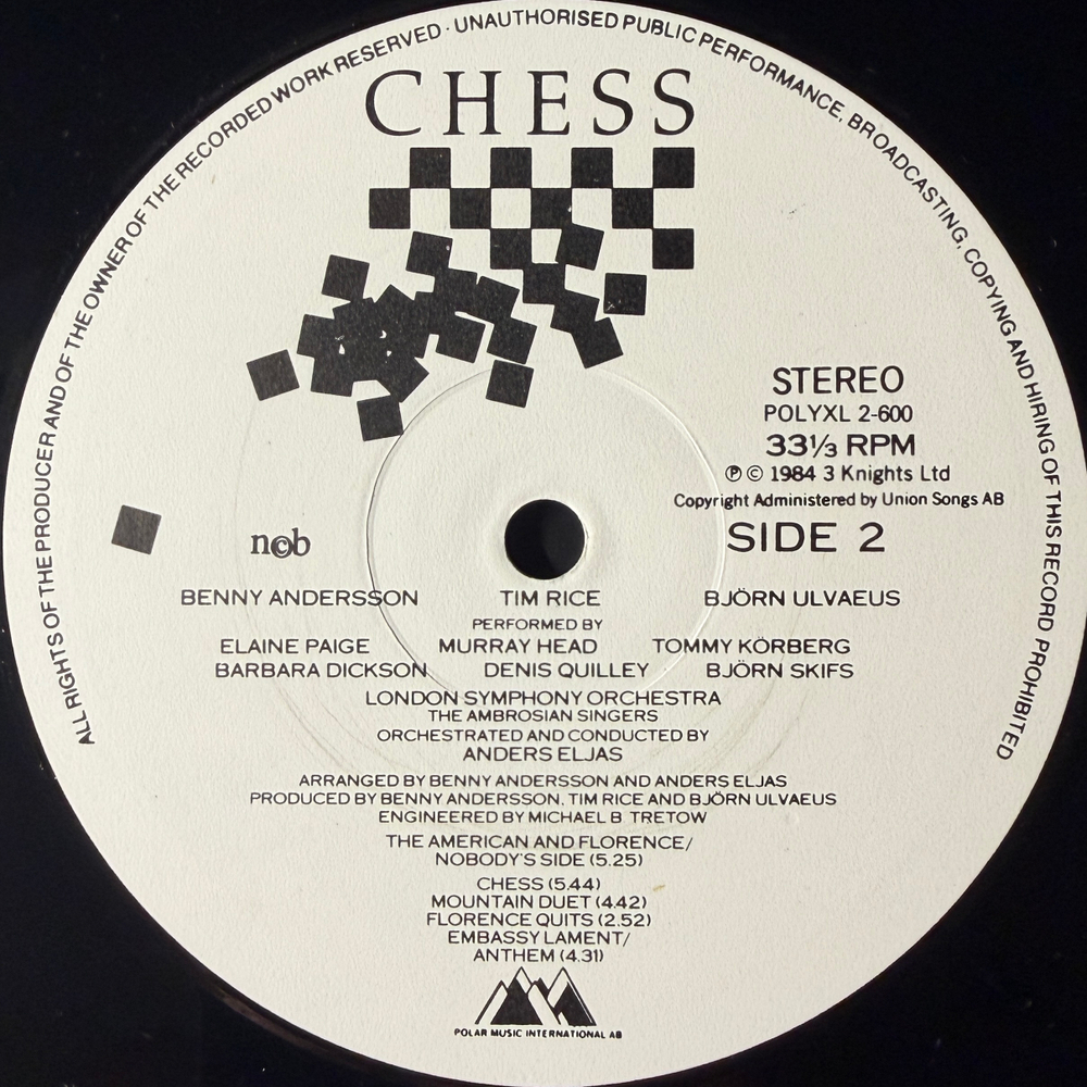 Мюзикл Шахматы 2LP (Скандинавия 1984г.)