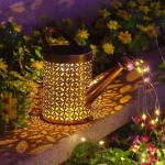 Светильник дачный на солнечной батарее «Чайник Орнамент» 21*9.5*14.5 см, 37 ламп LED (6 нитей, длина 55 см, подставка 79 см)