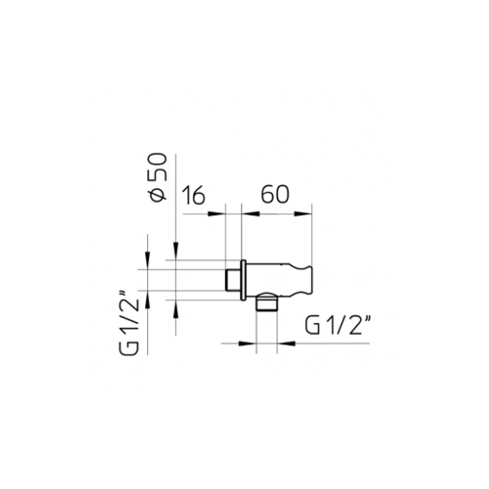 Шланговое подсоединение Connect, с держателем, круглое, хром, ST-CN6050-MOS