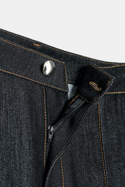 ZARA БРЮКИ С ДЕКОРАТИВНОЙ ОТДЕЛКОЙ И КОНТРАСТНОЙ СТРОЧКОЙ, ЧЕРНЫЙ