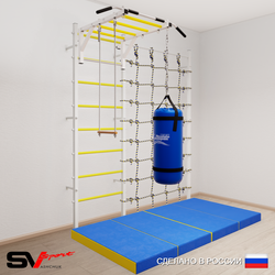 Шведская стенка Sv Sport усиленная 63250 (Турник рукоход/Трапеция/Цепь/Мешок 15кг/Мат 2м/Канатный лаз)