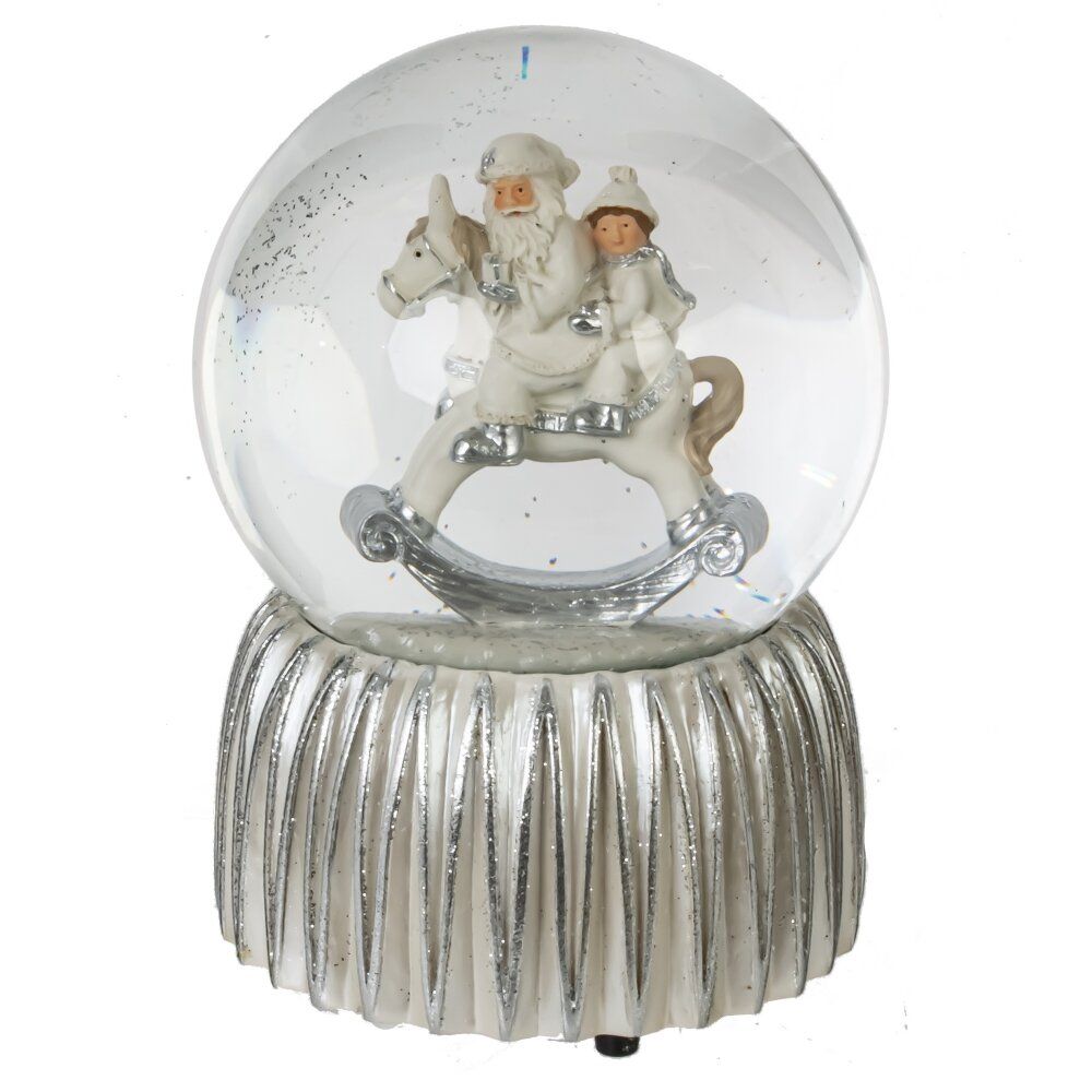 GAEM Фигурка декор в стекл шаре "Дед Мороз на лошадке" (муз с ключ), D 10 см, L10 W10 H15 см