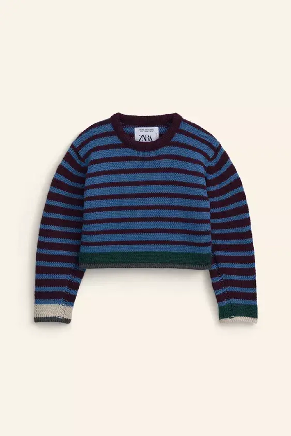 ZARA ШЕРСТЯНОЙ УКОРОЧЕННЫЙ СВИТЕР - LIMITED EDITION, ПОЛОСКИ