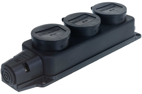 Колодка 3-гнезда с заглушками 2Р+РЕ 16А 250В IP44 материал каучук TDM SQ0612-0008