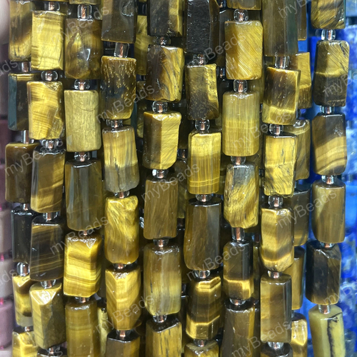 Тигровый глаз ок.11х7 мм, бусины - цилиндры (нить 38 см)