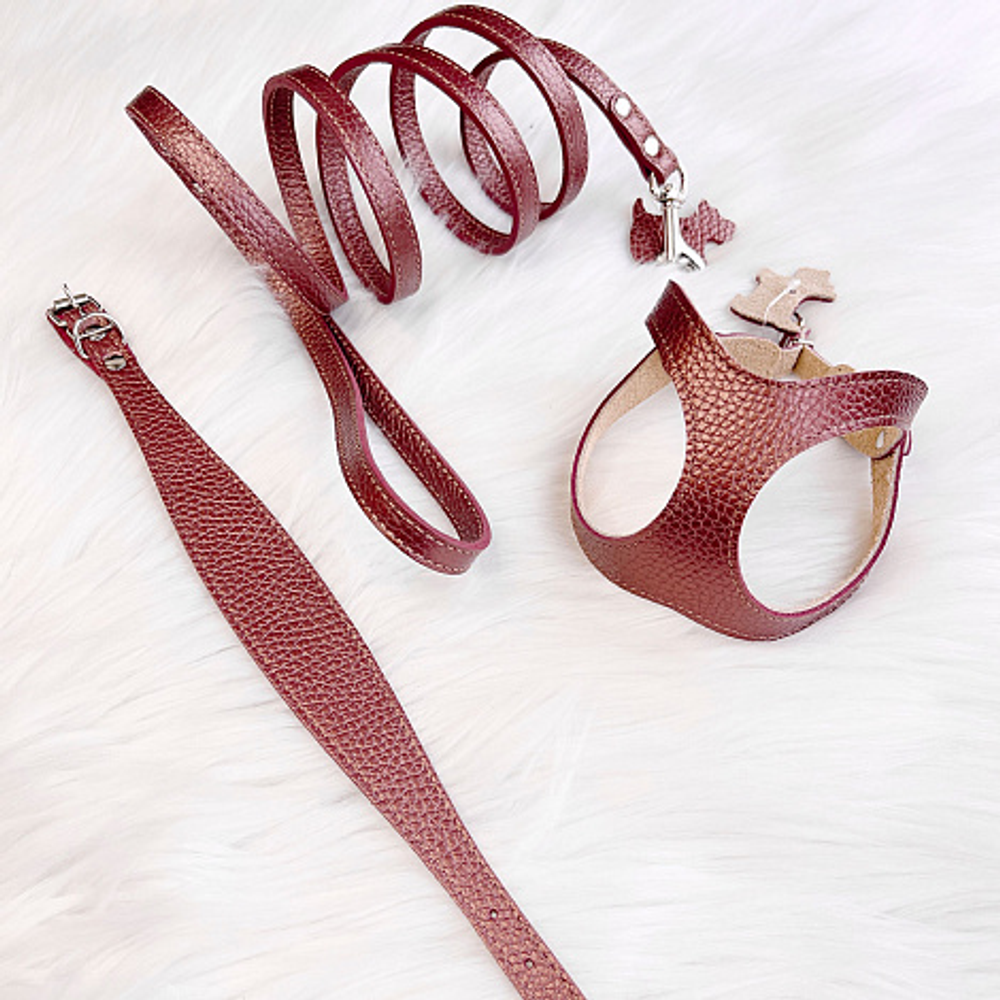 9306 Шлейка кожаная "Перламутр" / PREMIUM