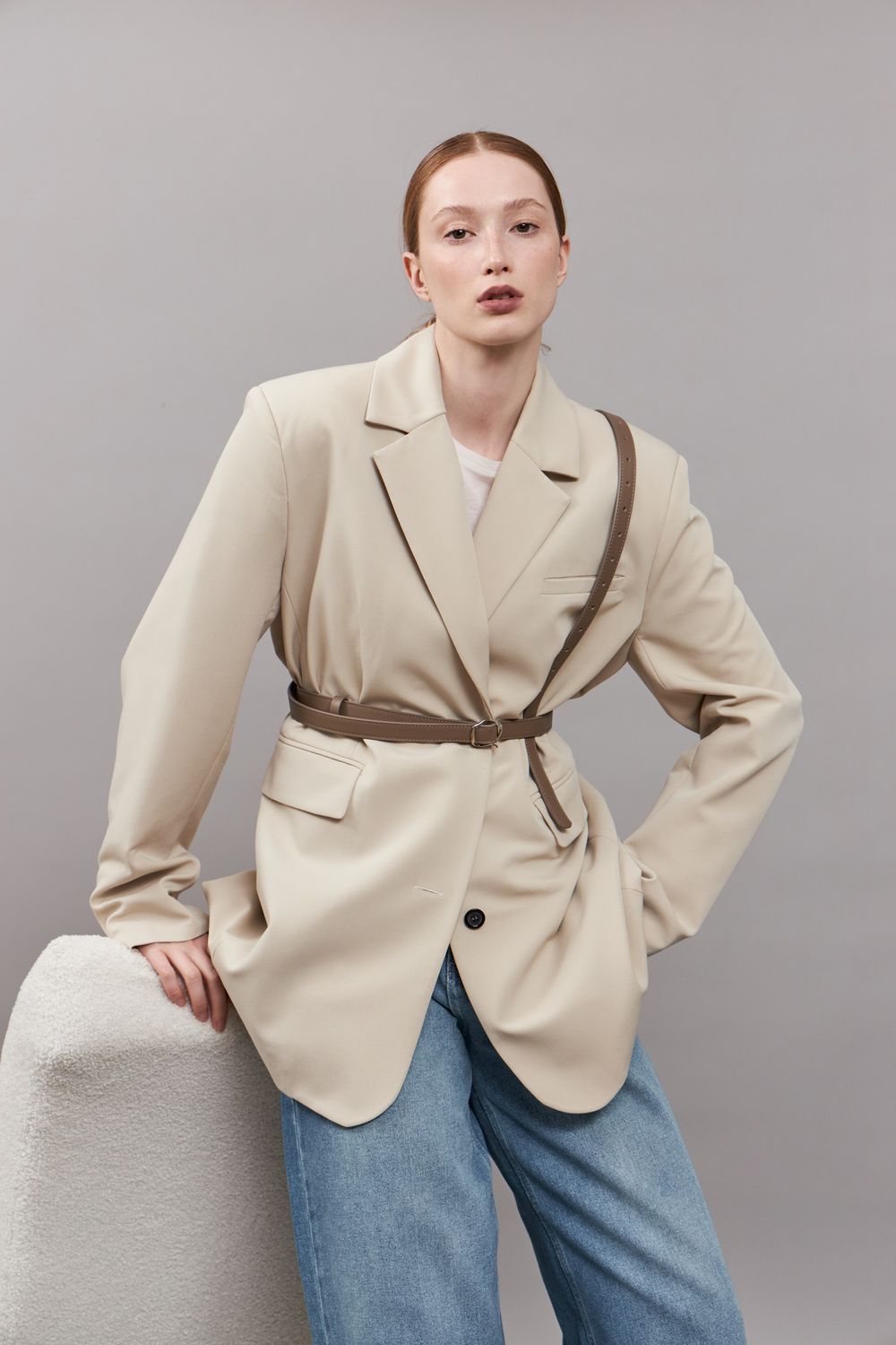 БАЗОВЫЙ ТОНКИЙ РЕМЕНЬ С МЯТОЙ ПРЯЖКОЙ TAUPE