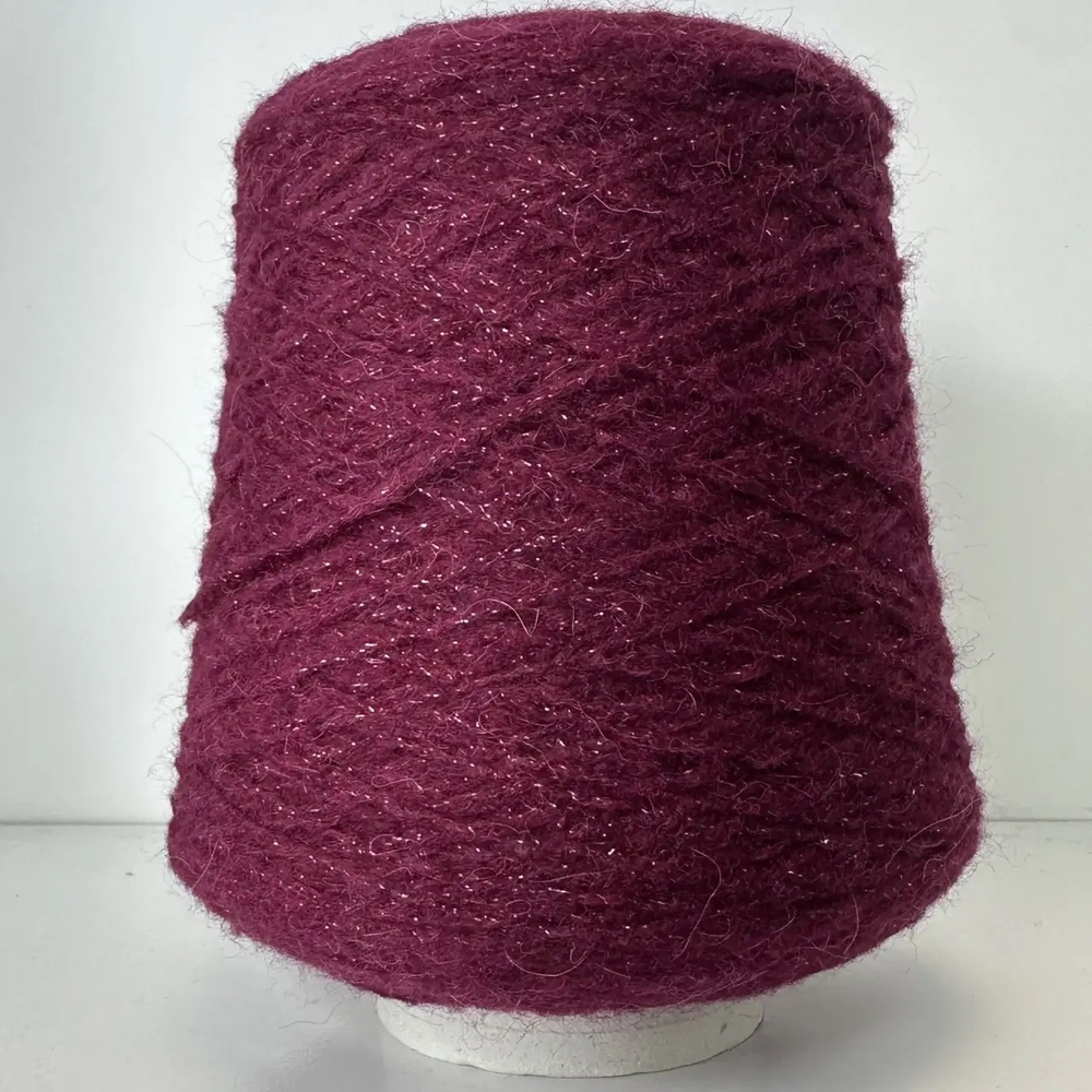 DRACO - Ri.Go, 58% вспушенная альпака, 14% меринос, 12% люрекс, 16% п/а; 300м/100гр col.25851, цвет: бордовый, люрекс серебро; S703