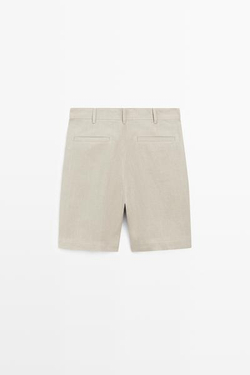 Massimo Dutti Короткие бермуды из 100% льна, бежевый