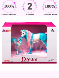 Набор фигурок животных Мир фэнтези Семья голубых единорогов 2 шт