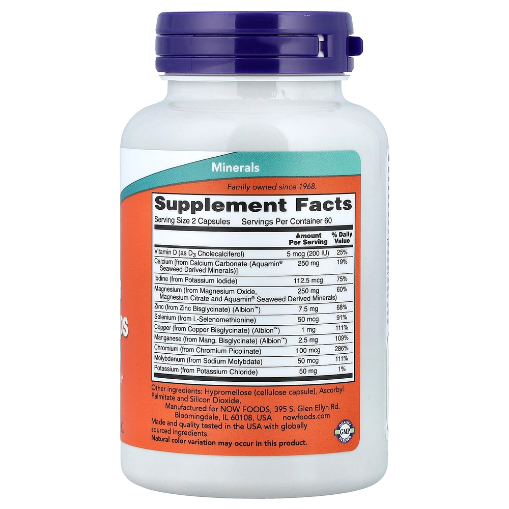 NOW Foods, капсулы с полным спектром минералов, 120 капсул