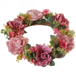 Цветы искусственные венок «Фантазия» 42см розовый