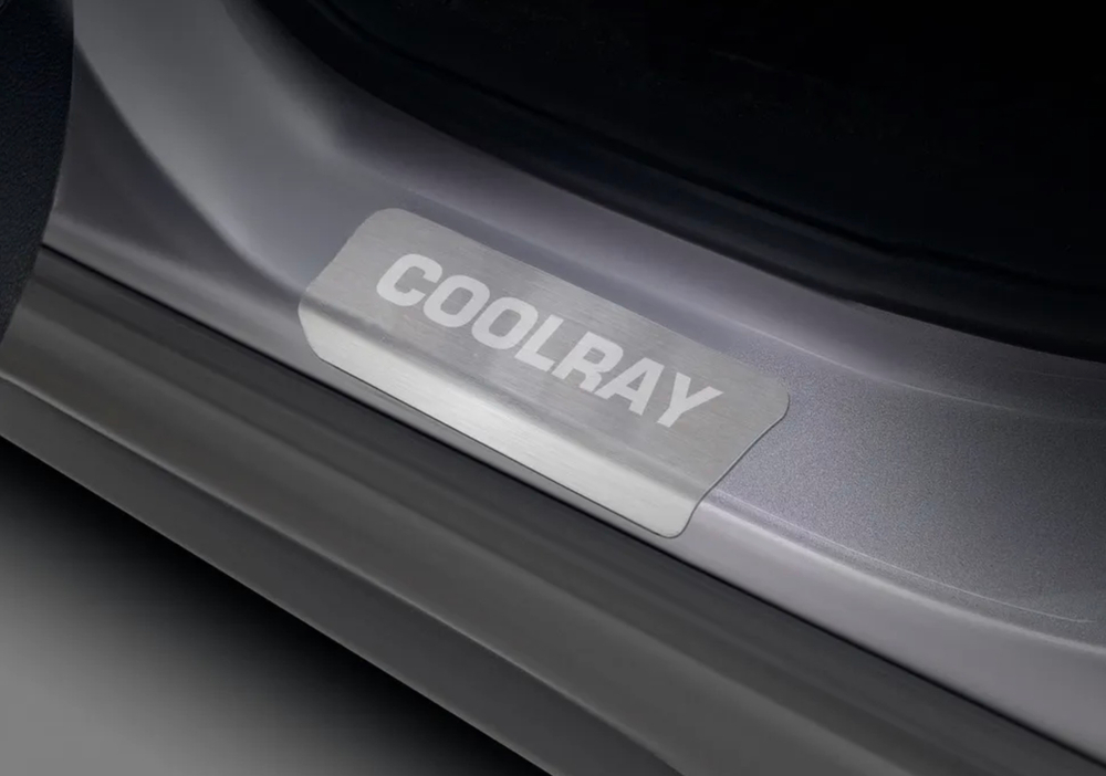 Накладки на пороги AutoMax для Geely Coolray SX11 2018-, только рынок РФ, нерж. сталь, с надписью, 4 шт., AMGECOO01