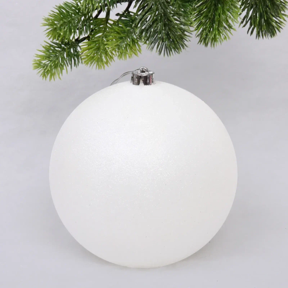 Новогодний шар 20 см «Глиттер», белый