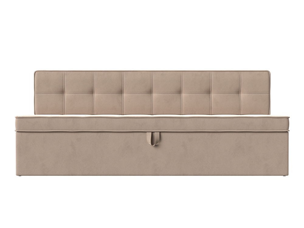 Диван кухонный прямой Техас, SEVEN 729 бежевый, Велюр, 113095