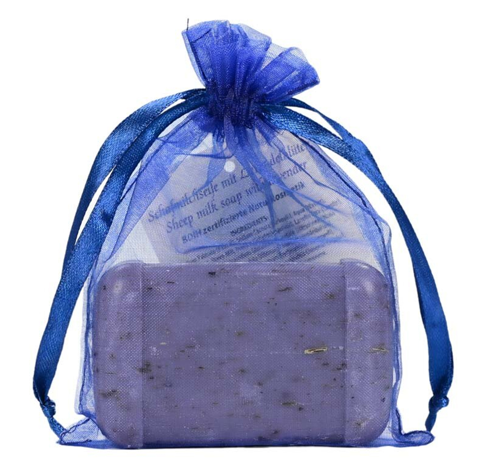 Мыло из овечьего молока с цветками лаванды в органзе., 100 гр