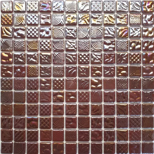Natural Мозаичная плитка из стекла Steppa STP-RD001-L коричневая с перламутром