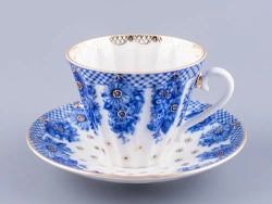 Чашка с блюдцем чайная 235 мл форма Лучистая рисунок Корзиночка арт. 81.10303.00.1