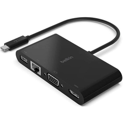 Адаптер Belkin USB-C - Ethernet, HDMI, VGA, USB-A, (AVC005BTBK), черный