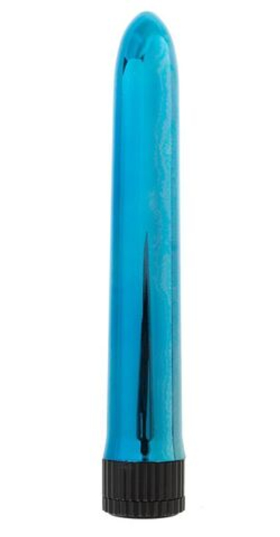 Голубой классический вибратор - 18 см. (Цвет: голубой)